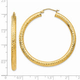 14k 4x45mm Diamond-cut Round Tube Hoop Earrings TC537