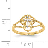 14K Two-tone Diamond Cut Cross Ring K3939