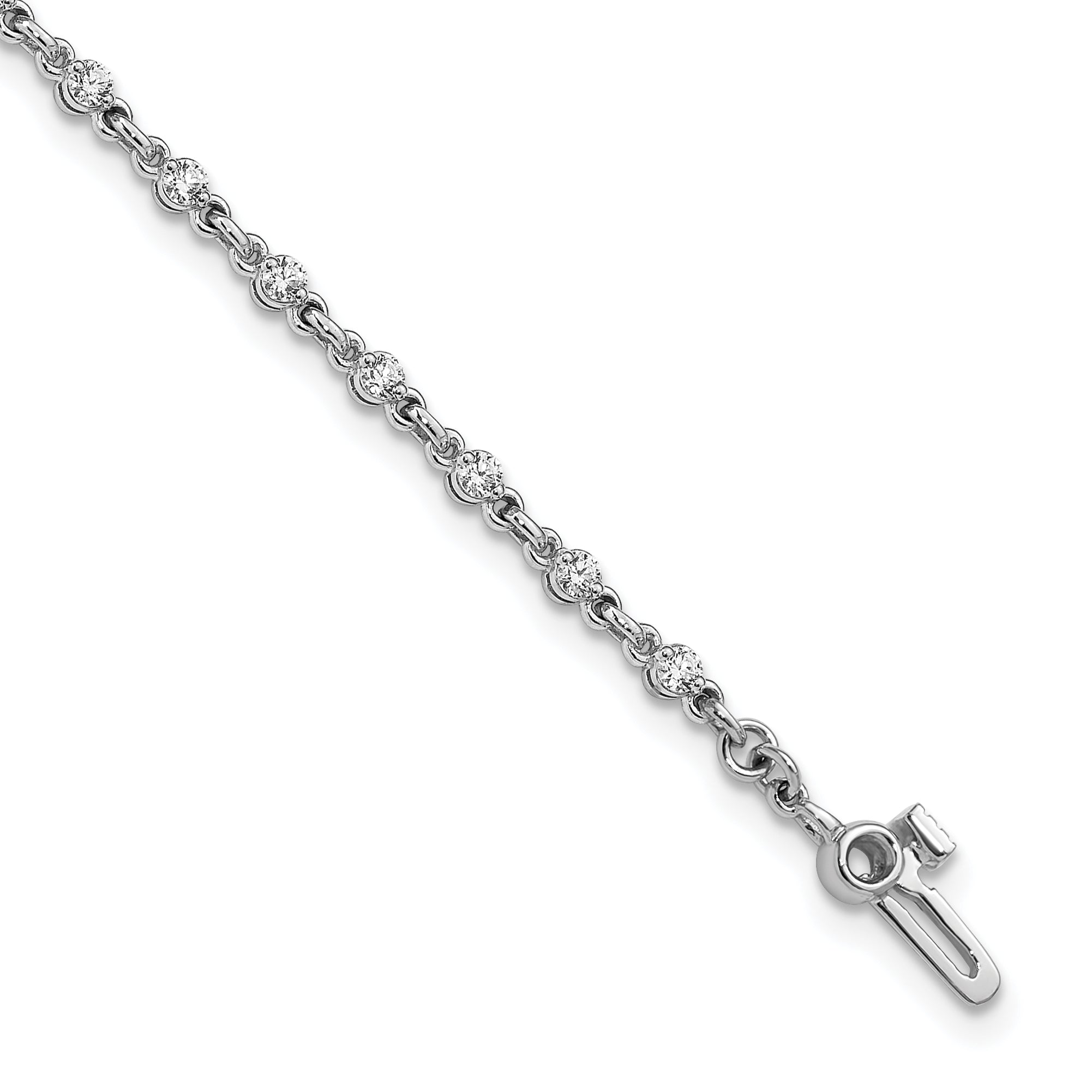 14k White Gold Complete 7/8 carat Round A Diamond 2-prong 7 inch Tennis Bracelet X10016WA