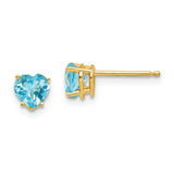14k 5mm Heart Blue Topaz Post Earrings XE97BT
