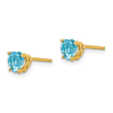 14k 5mm Heart Blue Topaz Post Earrings XE97BT