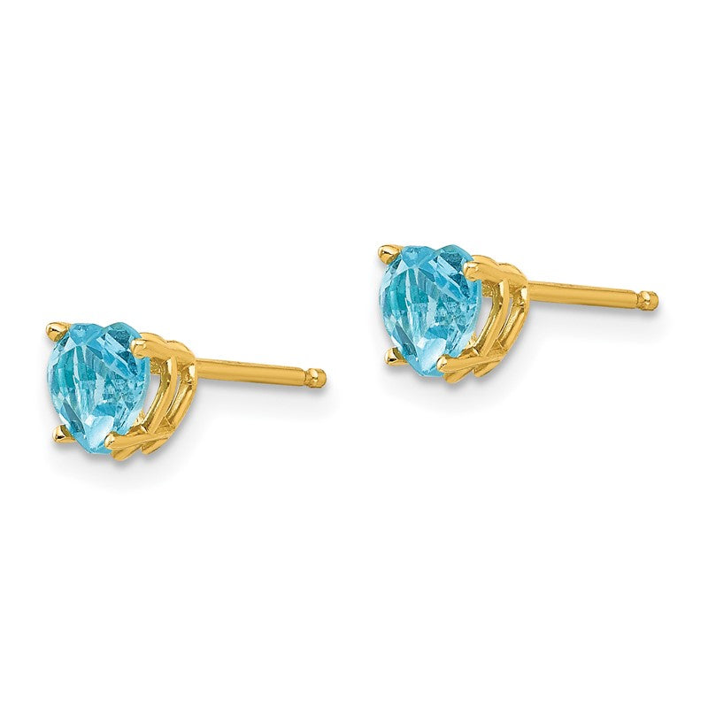 14k 5mm Heart Blue Topaz Post Earrings XE97BT