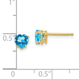 14k 5mm Heart Blue Topaz Post Earrings XE97BT