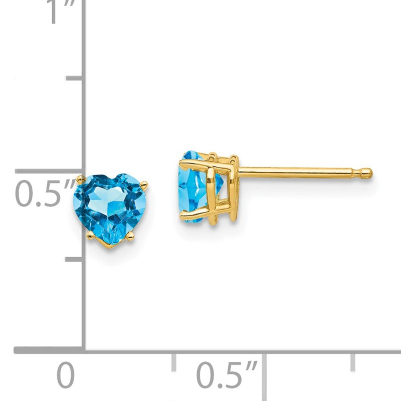 14k 5mm Heart Blue Topaz Post Earrings XE97BT