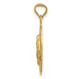 14K Polished Diamond-cut Semi-solid Our Lady Of Guadalupe Oval Pendant K5633