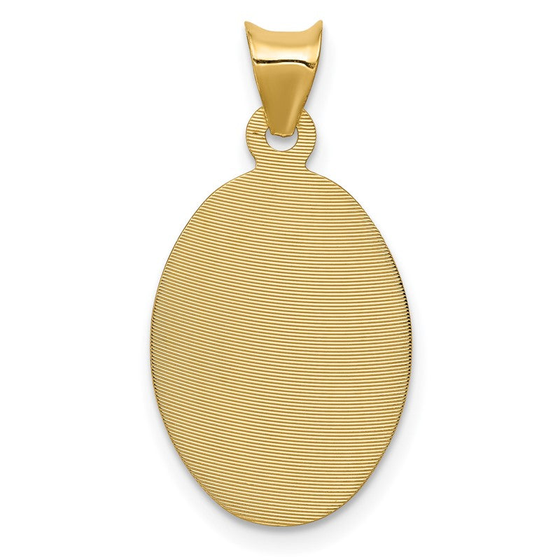 14K Polished Diamond-cut Semi-solid Our Lady Of Guadalupe Oval Pendant K5633