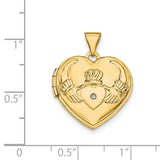 14k Diamond Claddagh with Poem on Reverse 18mm Heart Locket XL80