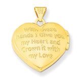 14k Diamond Claddagh with Poem on Reverse 18mm Heart Locket XL80
