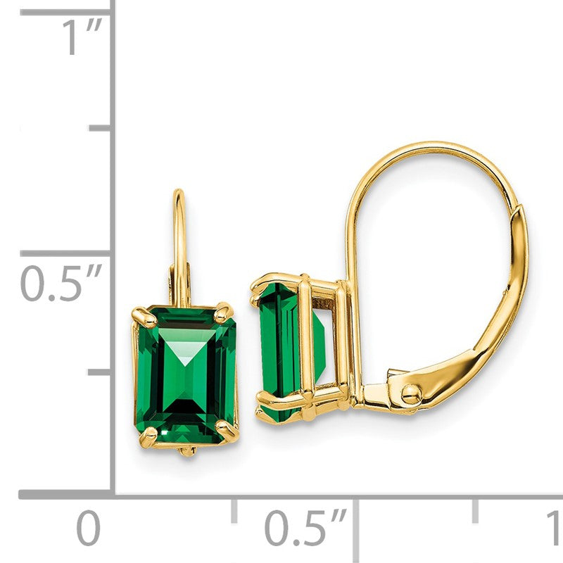 14k 7x5mm Emerald-cut Mount St. Helens Leverback Earrings XLB124MS