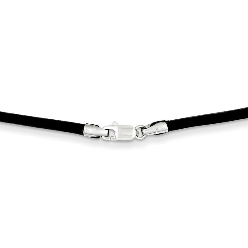 14k White Gold Clasp 2mm 16 inch Black Leather Cord Necklace XG261