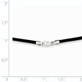 14k White Gold Clasp 2mm 16 inch Black Leather Cord Necklace XG261