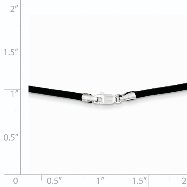 14k White Gold Clasp 2mm 16 inch Black Leather Cord Necklace XG261