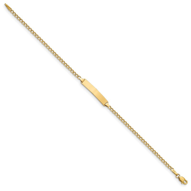 14k Polished Semi-Solid Chain/Solid Plate Cuban Link 20x4.5mm Plate 5.5 inch Baby/Child ID Bracelet DCID132