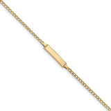 14k Polished Semi-Solid Chain/Solid Plate Cuban Link 20x4.5mm Plate 5.5 inch Baby/Child ID Bracelet DCID132