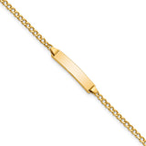 14k Polished Semi-Solid Chain/Solid Plate Cuban Link 20x4.5mm Plate 5.5 inch Baby/Child ID Bracelet DCID132