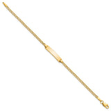 14k Polished Semi-Solid Chain/Solid Plate Cuban Link 20x4.5mm Plate 5.5 inch Baby/Child ID Bracelet DCID132
