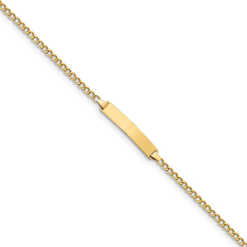 14k Polished Semi-Solid Chain/Solid Plate Cuban Link 20x4.5mm Plate 5.5 inch Baby/Child ID Bracelet DCID132