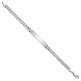 14k White Gold Polished Solid Chain/Solid Plate Flat Curb Link 34x7mm Plate 7 inch ID Bracelet LID63W