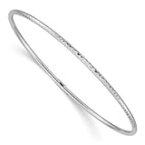 14k White Gold Polished Diamond-cut Tube 2.00mm Slip-on Round Bangle Bracelet DB485
