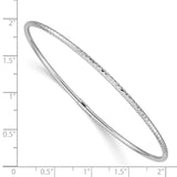 14k White Gold Polished Diamond-cut Tube 2.00mm Slip-on Round Bangle Bracelet DB485