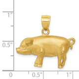 14K Satin Diamond-cut Pig Pendant C4060