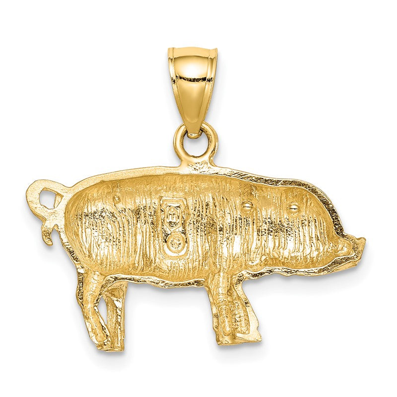 14K Satin Diamond-cut Pig Pendant C4060