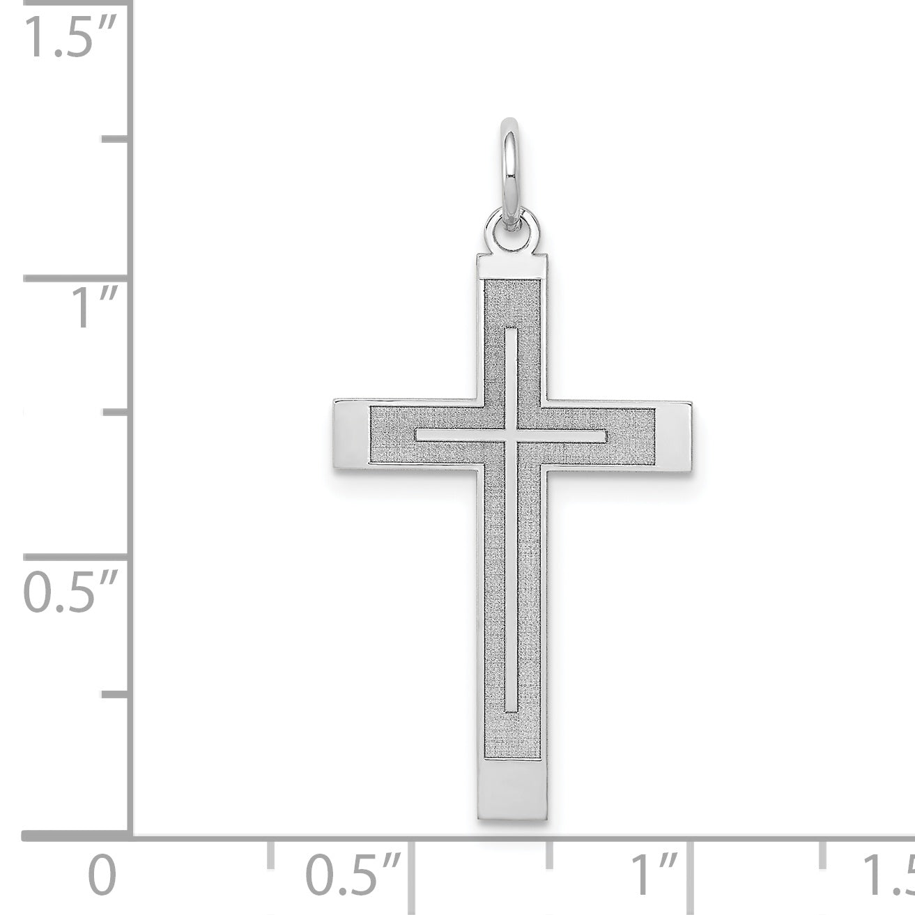 14K White Gold Laser Designed Cross Pendant XR946