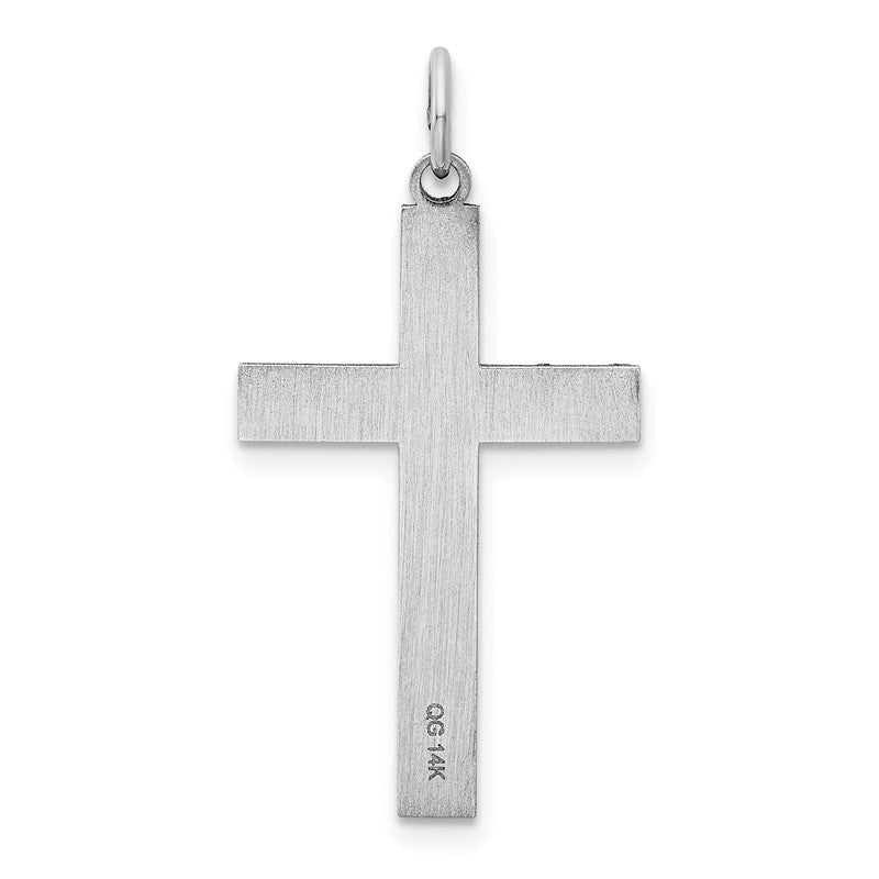 14K White Gold Laser Designed Cross Pendant XR946