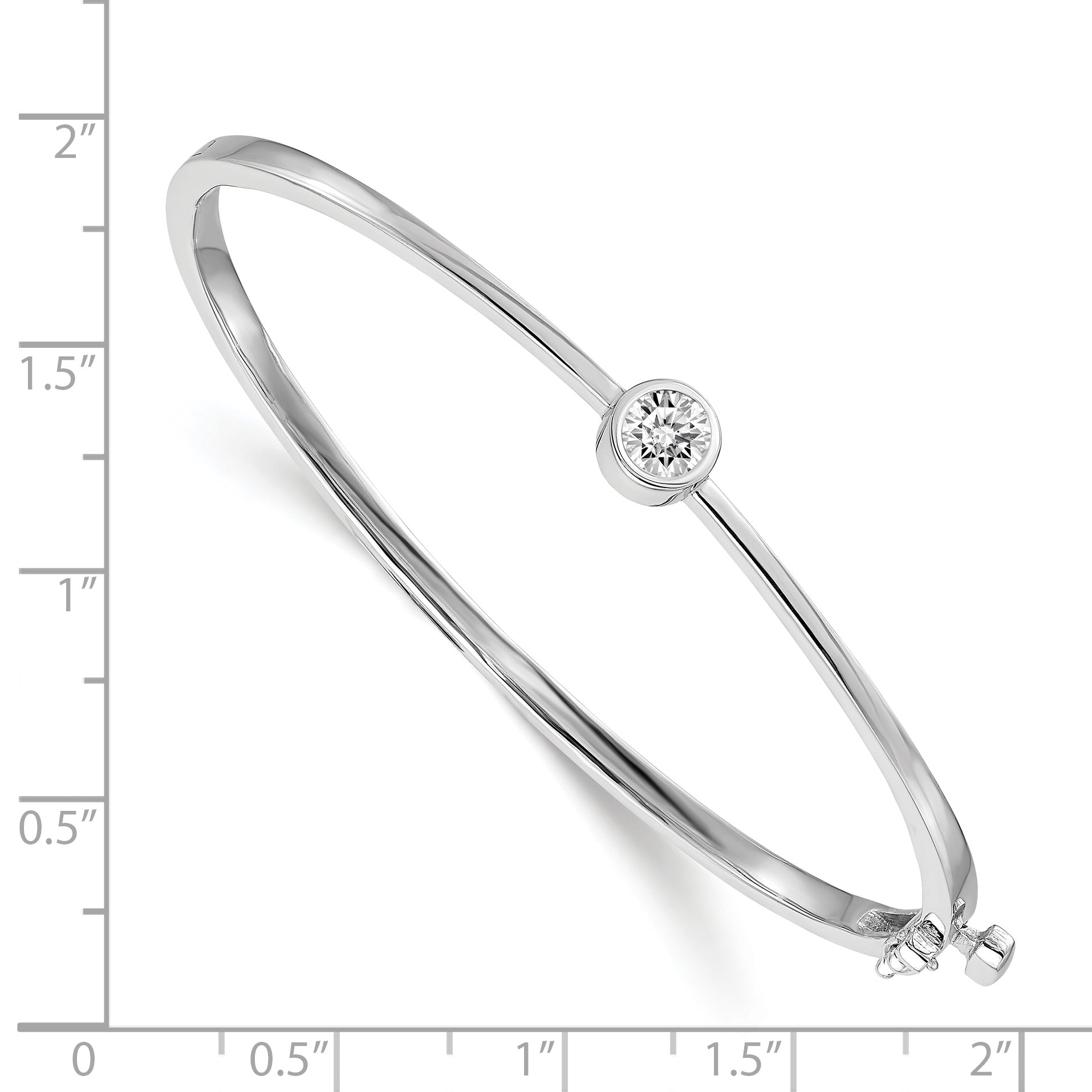14k White Gold Complete 1/2 carat VS Diamond Hinged Oval Bangle Bracelet XB182VS