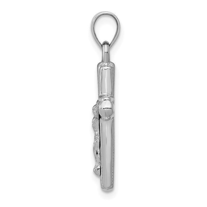 14K White Gold Crucifix Reversible to Cross Pendant D3258