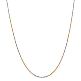14K Tri-colored 10 inch 1.75mm Diamond-cut Rope with Lobster Clasp Anklet 014TC