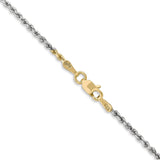 14K Tri-colored 10 inch 1.75mm Diamond-cut Rope with Lobster Clasp Anklet 014TC