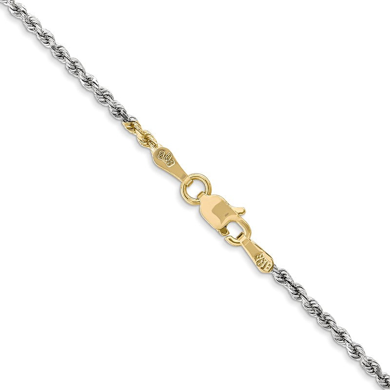 14K Tri-colored 10 inch 1.75mm Diamond-cut Rope with Lobster Clasp Anklet 014TC