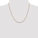 14K Tri-colored 10 inch 1.75mm Diamond-cut Rope with Lobster Clasp Anklet 014TC