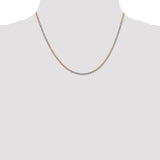14K Tri-colored 10 inch 1.75mm Diamond-cut Rope with Lobster Clasp Anklet 014TC