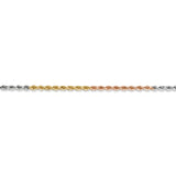 14K Tri-colored 10 inch 1.75mm Diamond-cut Rope with Lobster Clasp Anklet 014TC