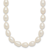 14k 7-8mm White Rice Freshwater Cultured Pearl 18 inch Necklace XF525