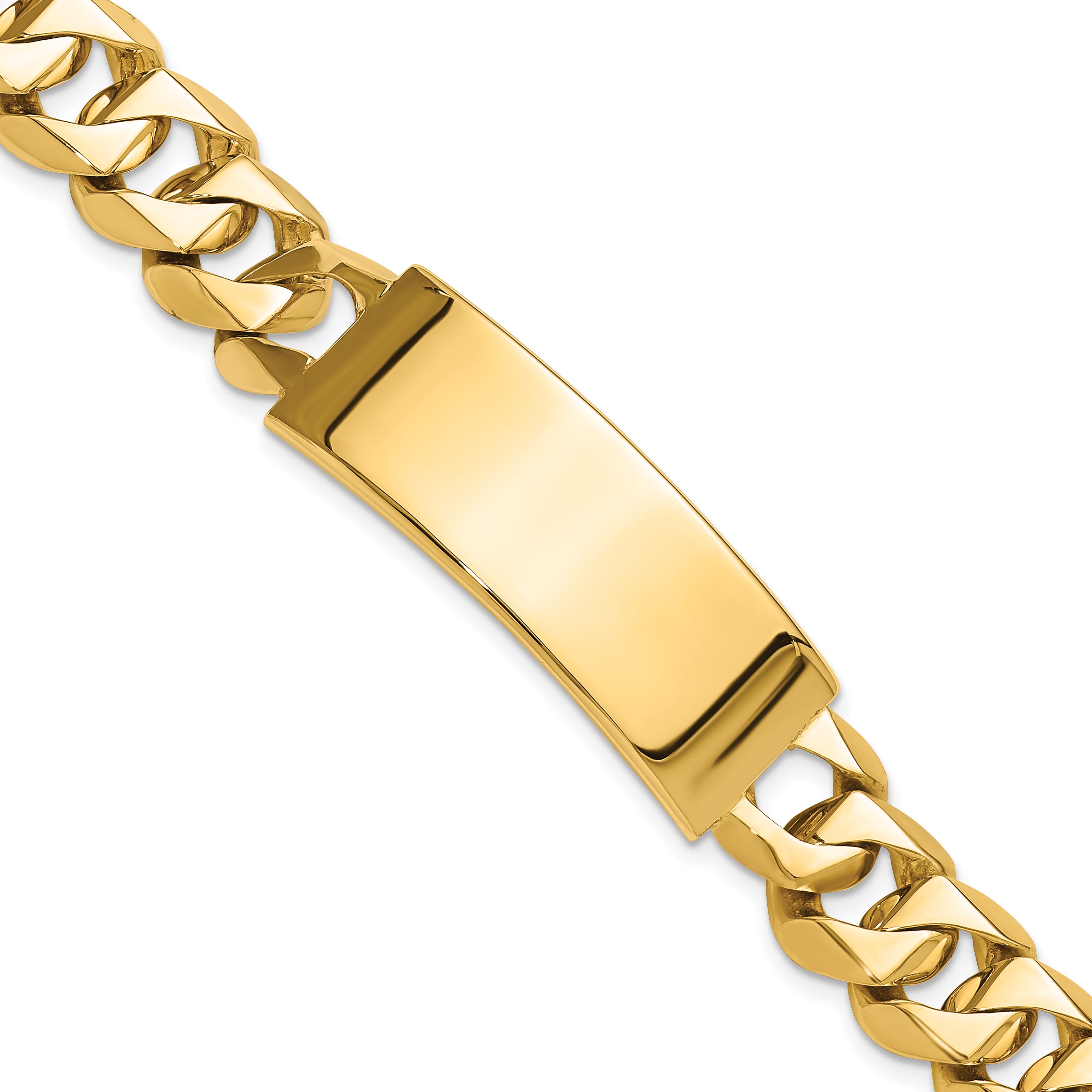 14k Hand-polished Solid Chain/Solid Plate Heavy Curb Link 48x18mm Plate 8.5 inch ID Bracelet LK122ID