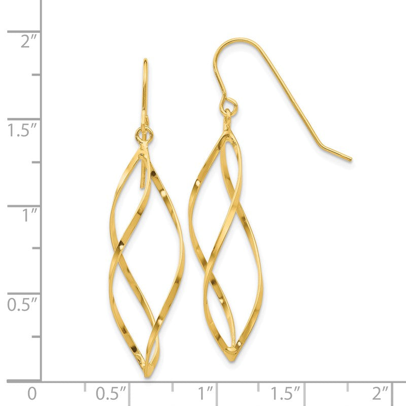 14K Twisted Swirl Dangle French Hook Earrings TL428