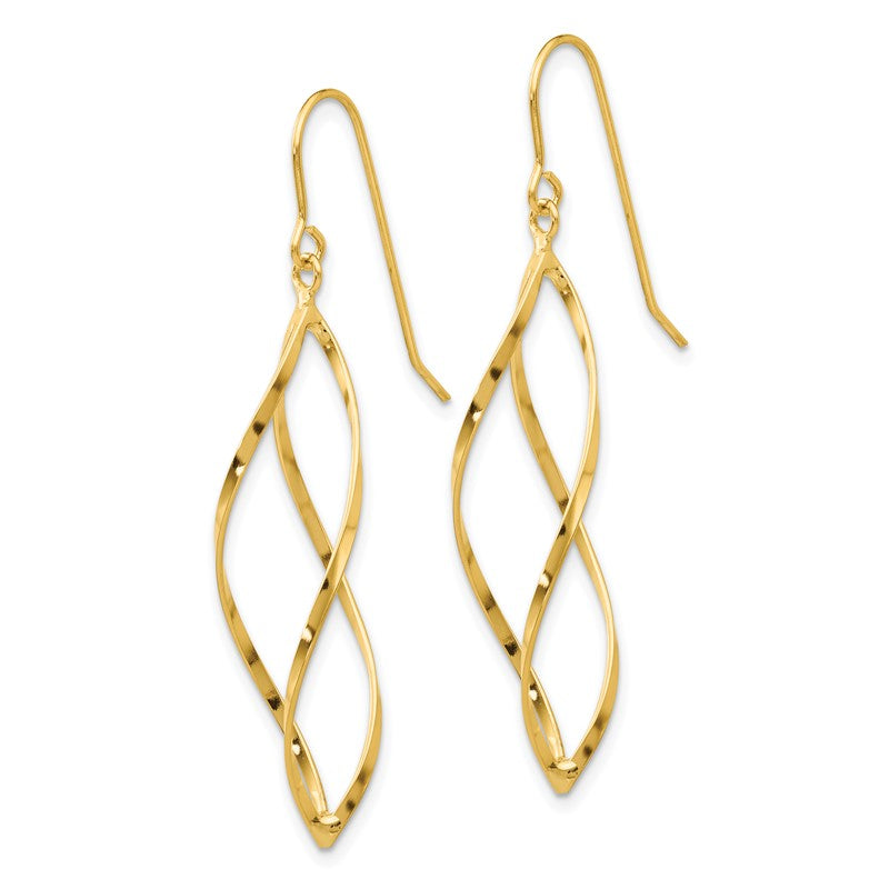 14K Twisted Swirl Dangle French Hook Earrings TL428