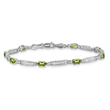 14k White Gold Complete Diamond and Oval Amethyst Fancy Link 7 inch Bracelet BM4492