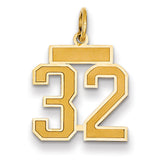 14k Small Satin Number 32 Charm LSS32