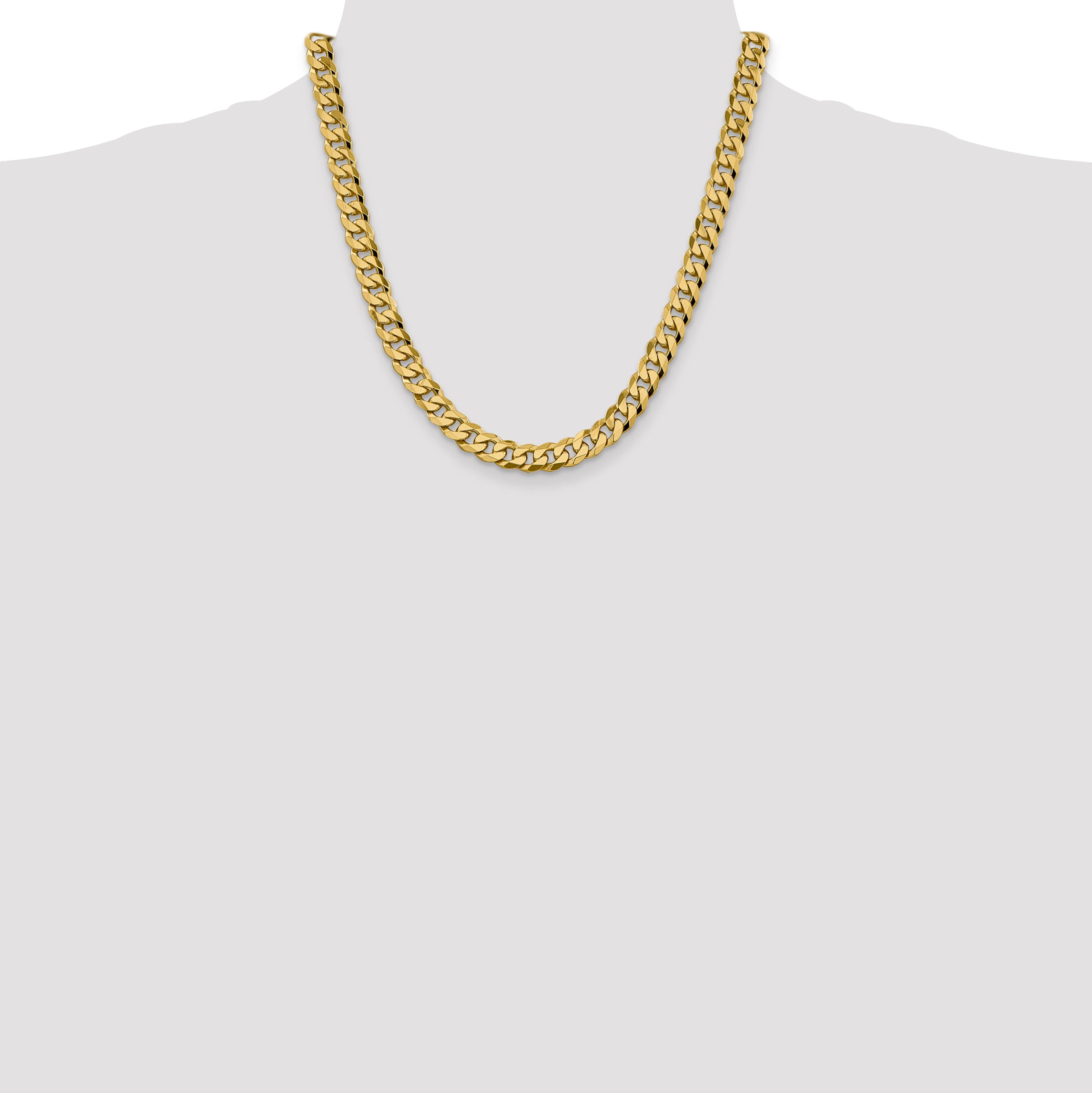 14K 26 inch 8.5mm Flat Beveled Curb with Lobster Clasp Chain FBU220