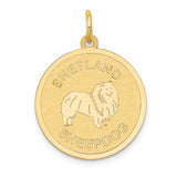 14k SHETLAND SHEEP20mm Engravable Disc Dog Charm XAC381