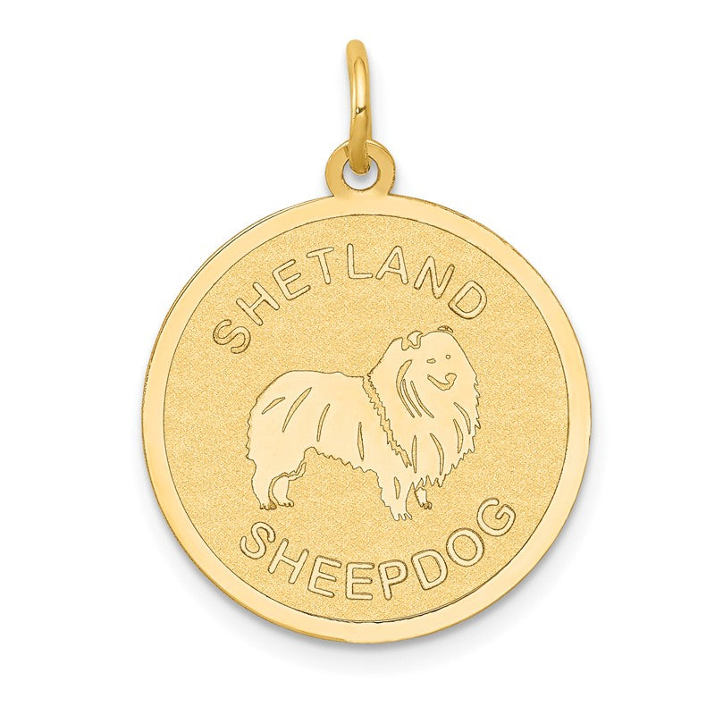 14k SHETLAND SHEEP20mm Engravable Disc Dog Charm XAC381