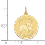 14k SHETLAND SHEEP20mm Engravable Disc Dog Charm XAC381