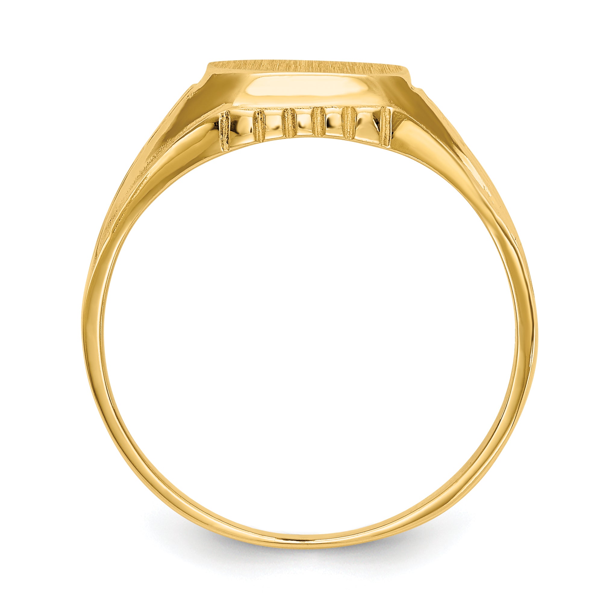 14k 9.0x9.0mm Octagon Open Back Floral Signet Ring CH183