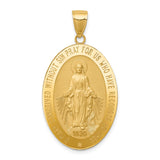 14k Polished and Satin Solid Miraculous Medal Oval Pendant REL135
