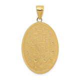 14k Polished and Satin Solid Miraculous Medal Oval Pendant REL135