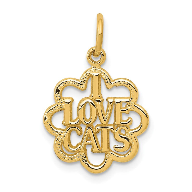14k I LOVE CATS Charm C1887